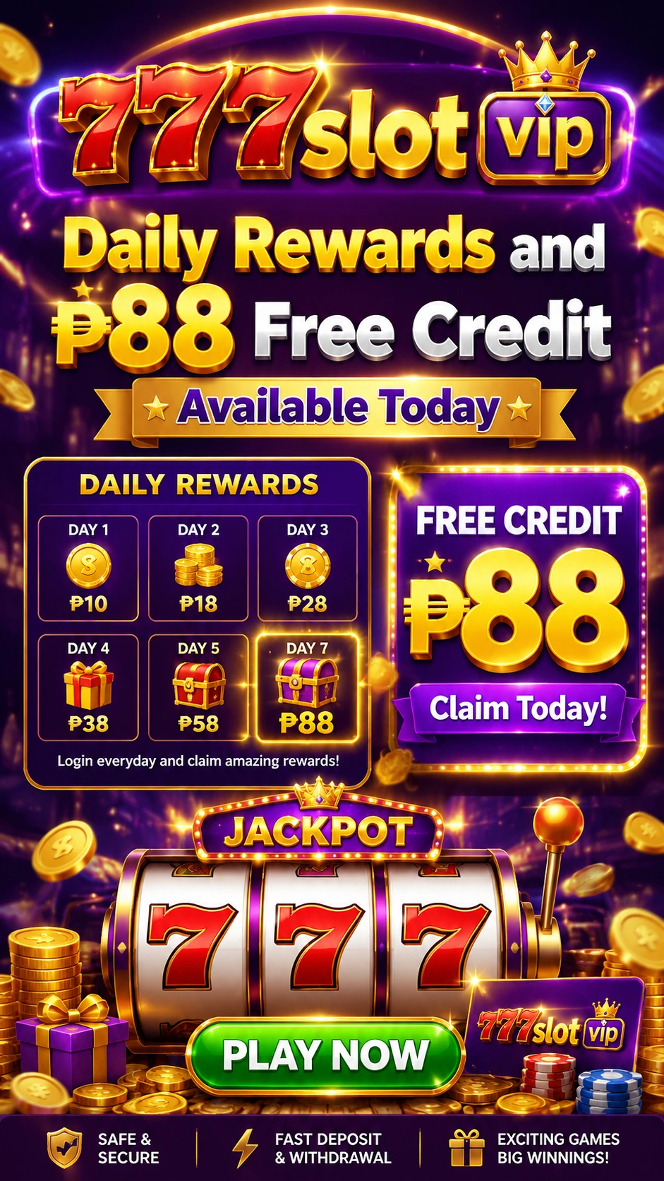 VIP77 promotions image for mobile wallet and promotion terms